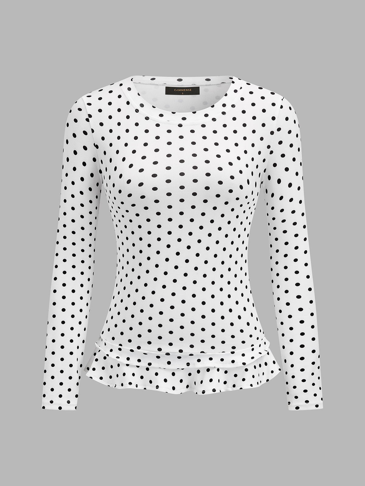 Polka Dot Slim Long Sleeve Top Women's Casual Fashion