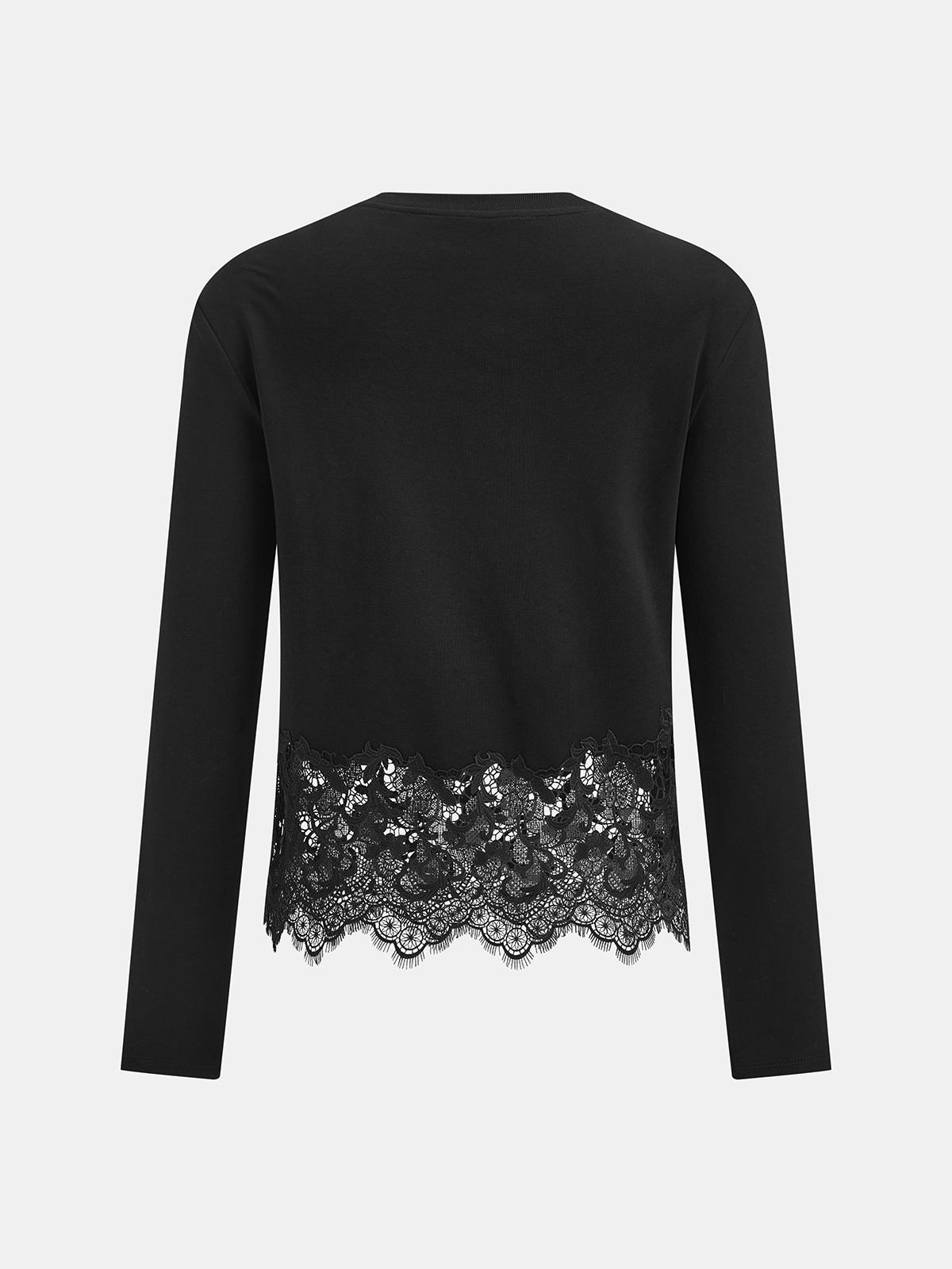 Lace Hem Long Sleeve Top Women's Casual Fashion