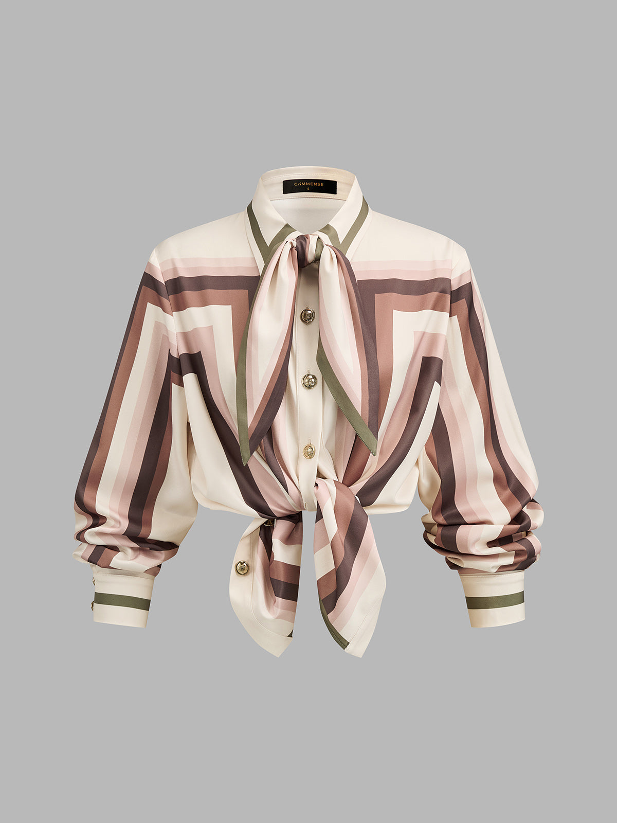 Updated SEO-optimized title: "Women's Geometric Print Tie Neck Shirt & Casual Pants Co-ord Set"