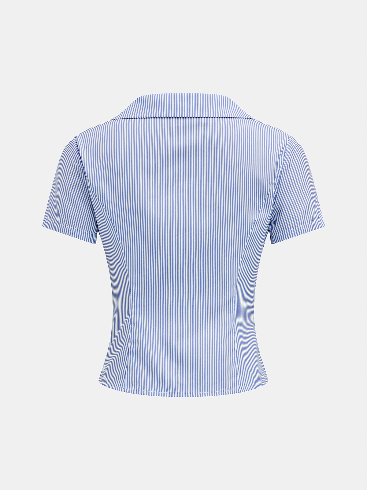 Collared Twisted Striped Short Sleeve Blouse for Women Summer Casual