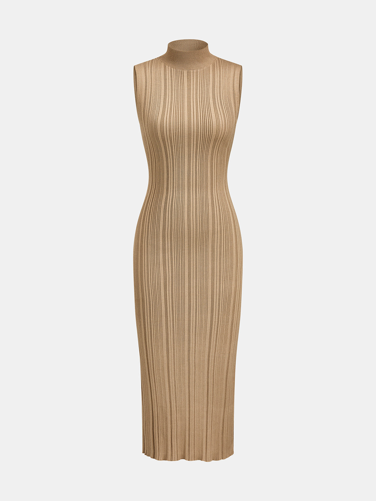 Turtleneck Bodycon Rib Knit Maxi Dress - Elegant Long Sleeve Winter Apparel