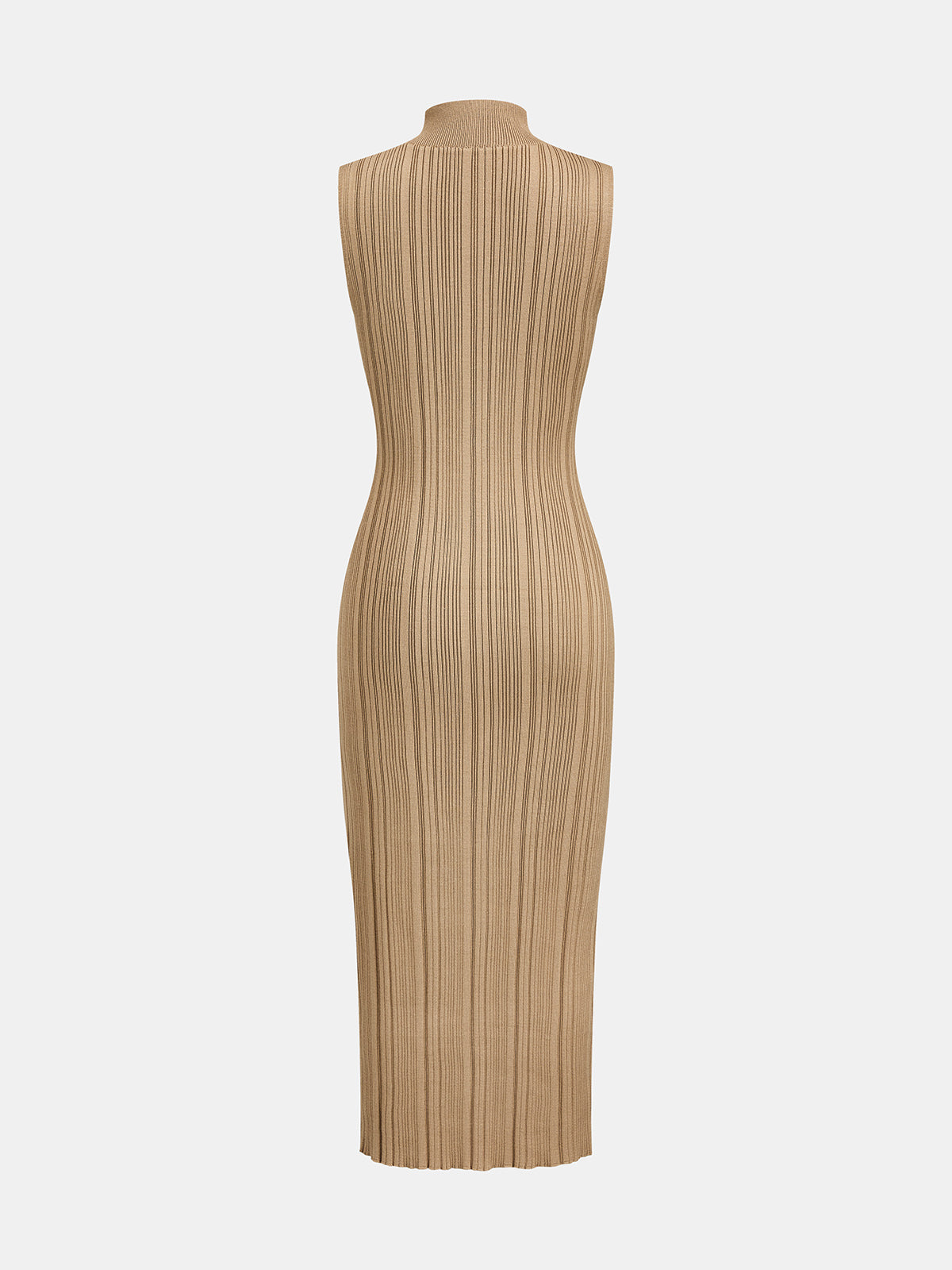 Turtleneck Bodycon Rib Knit Maxi Dress - Elegant Long Sleeve Winter Apparel