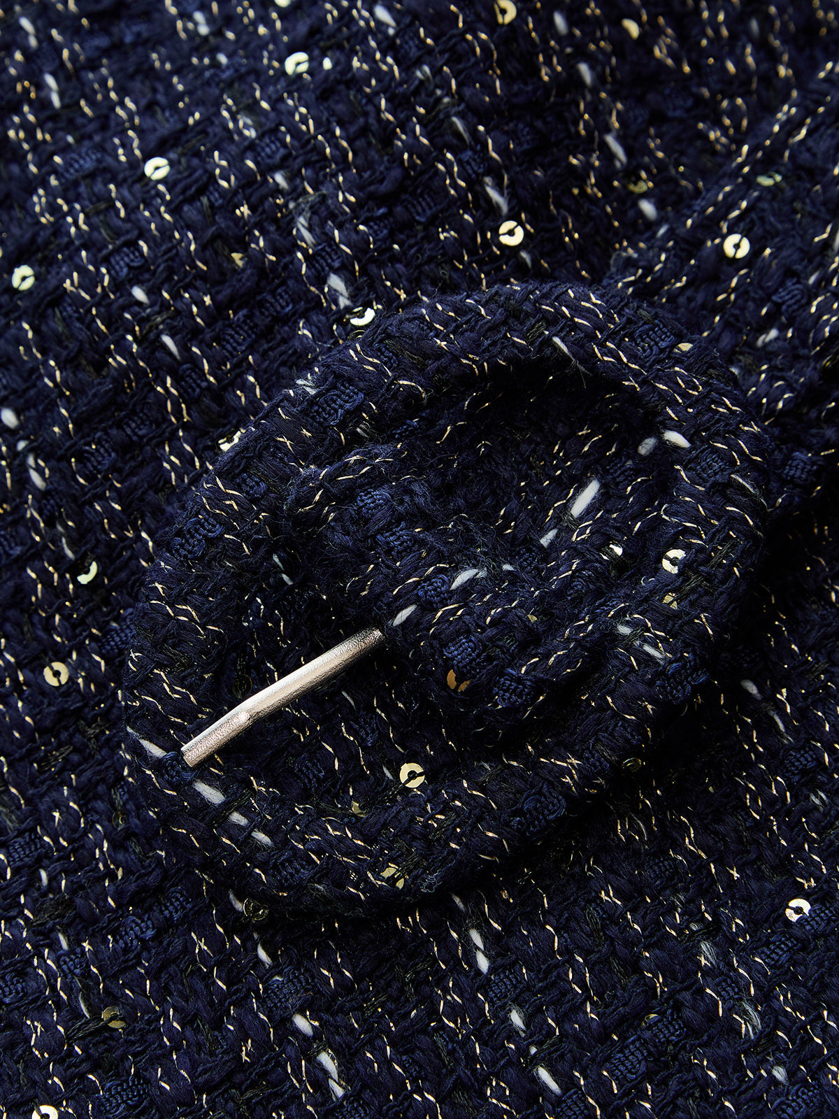 Tweed Belted Pleated Mini Dress with Button Detail