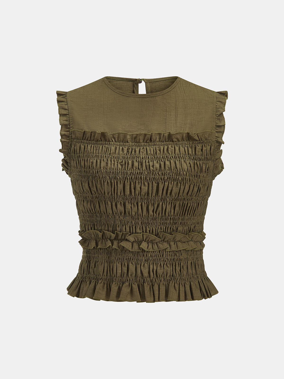 Sleeveless Smocked Ruffled Blouse Women's Casual Summer Top