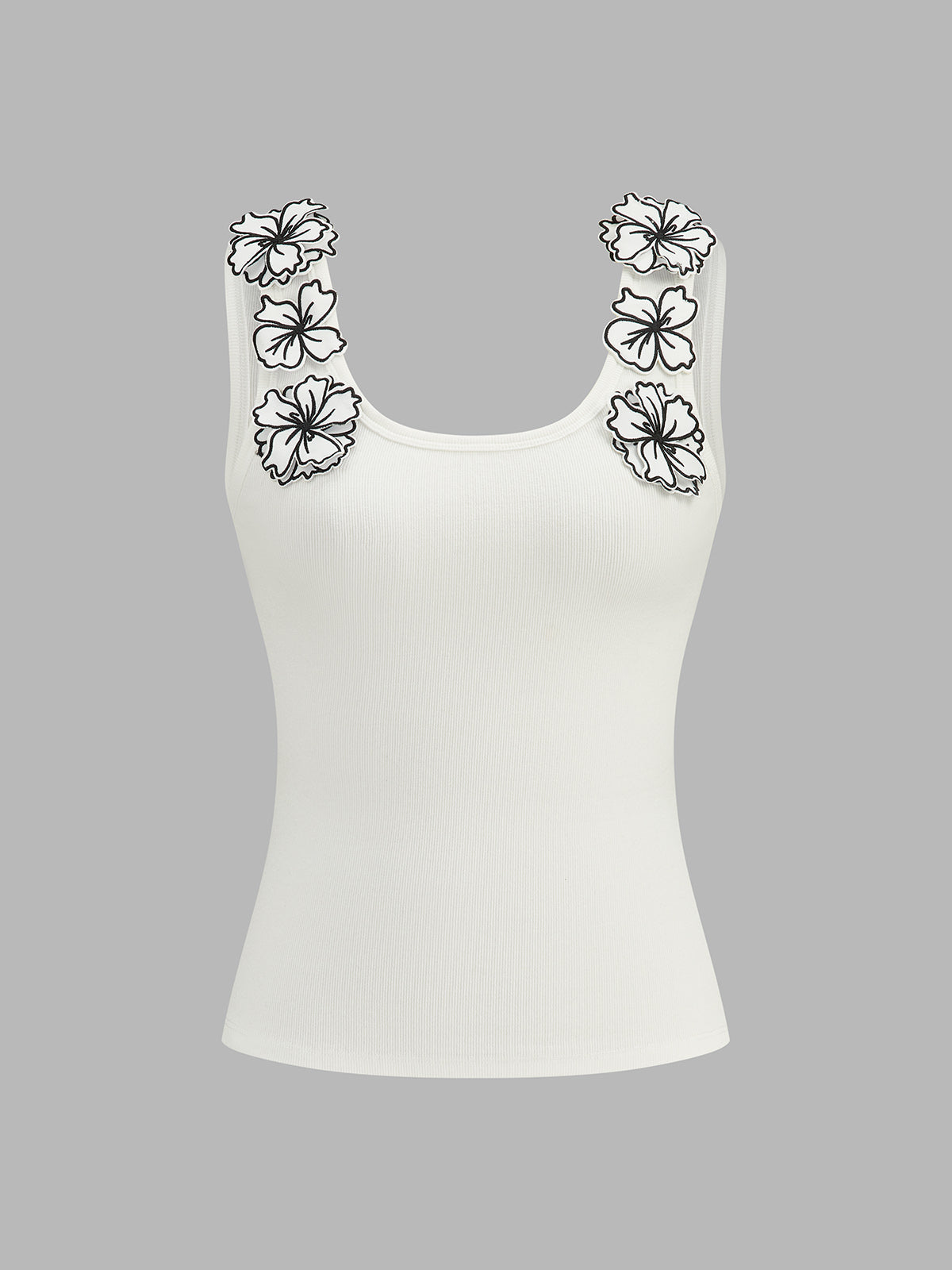 Flower Applique Slim Tank Top for Women Casual Summer Wear