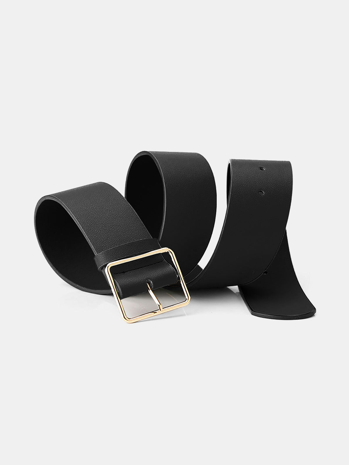 Wide Square Buckle Waist Belt for Women - Adjustable Leather Look