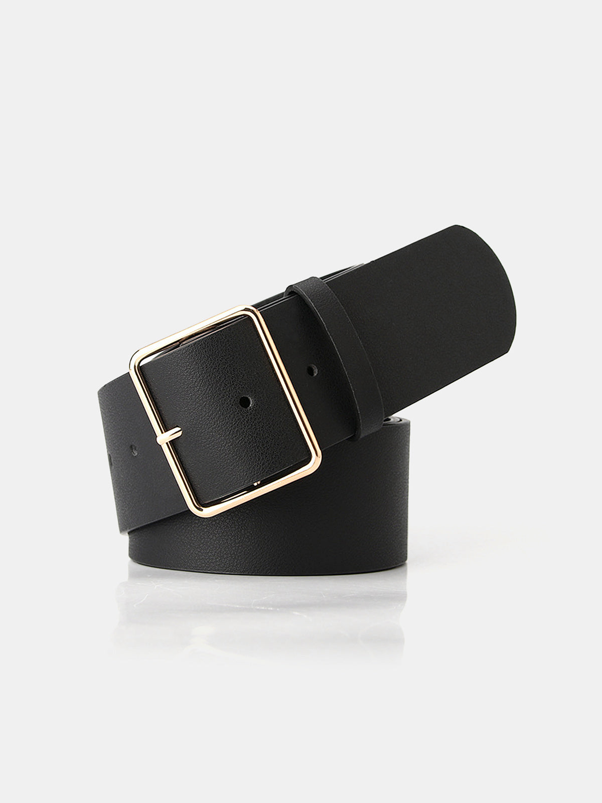 Wide Square Buckle Waist Belt for Women - Adjustable Leather Look