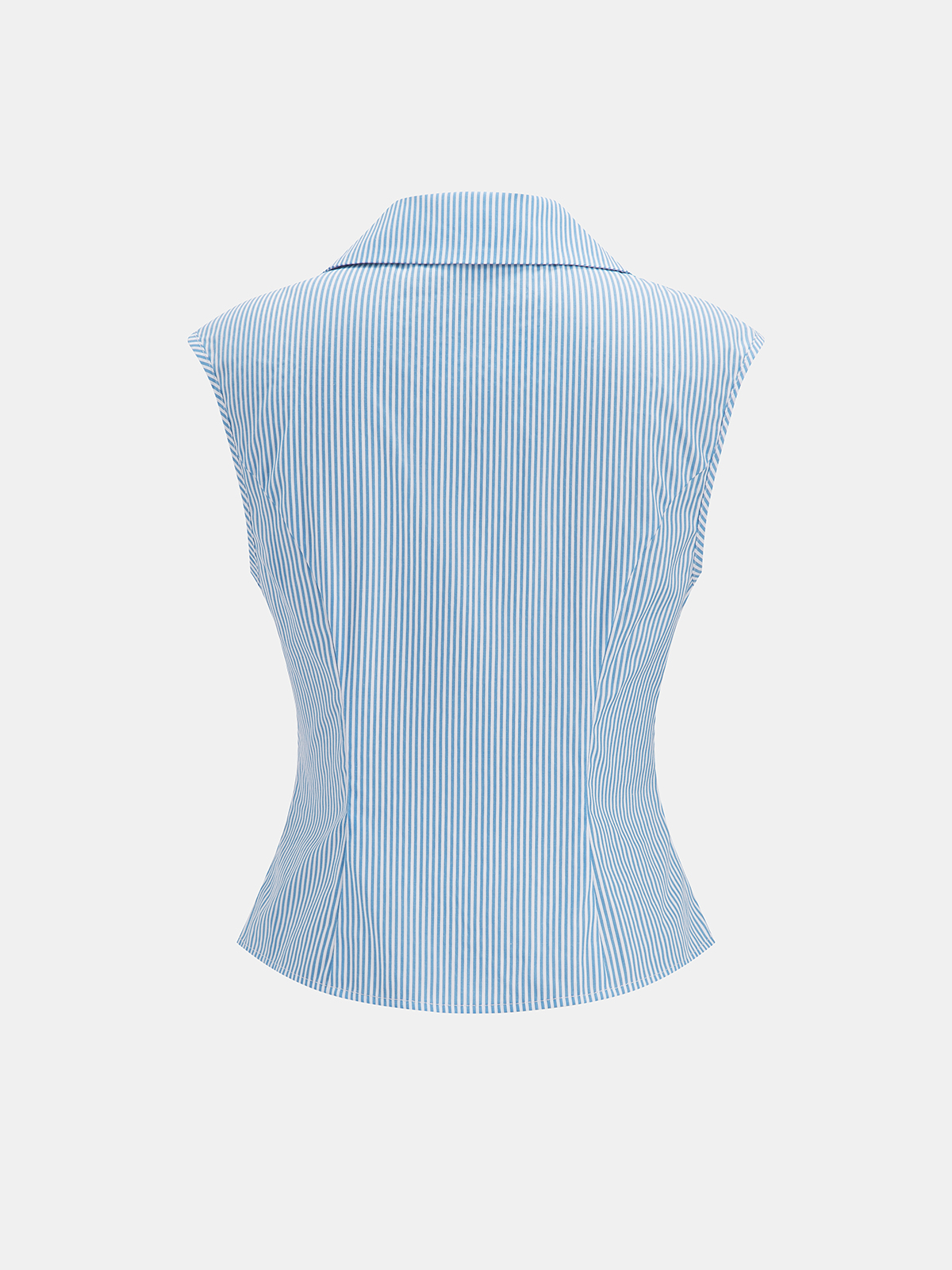 Striped Collared Sleeveless Fitted Shirt for Women, Casual Summer Style