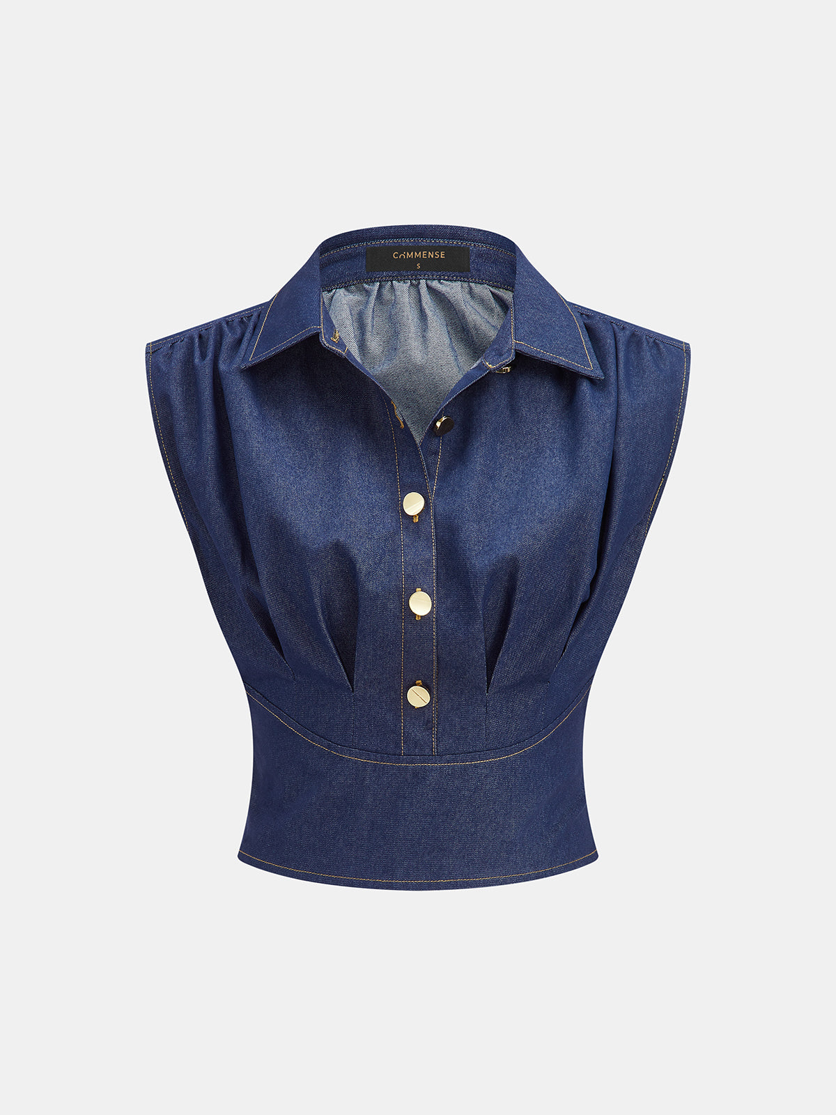 Sleeveless Collared Cinched Waist Blouse Women's Trendy Summer Top
