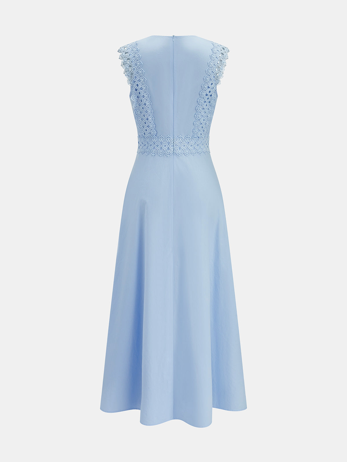 Lace Panel Sleeveless Midi Dress for Summer Events