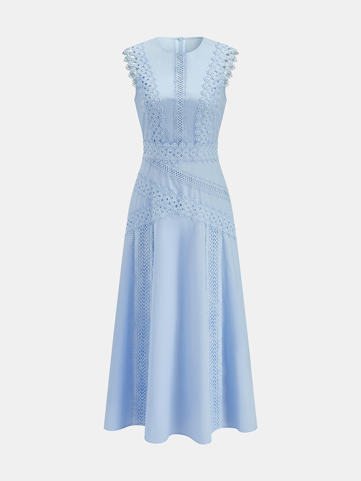 Lace Panel Sleeveless Midi Dress for Summer Events