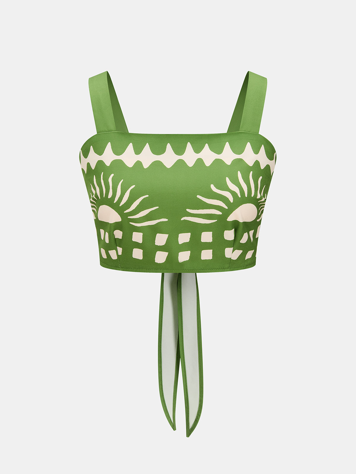 Tropical Print Tie-Back Cami Top & Flowy Midi Skirt Beach Set