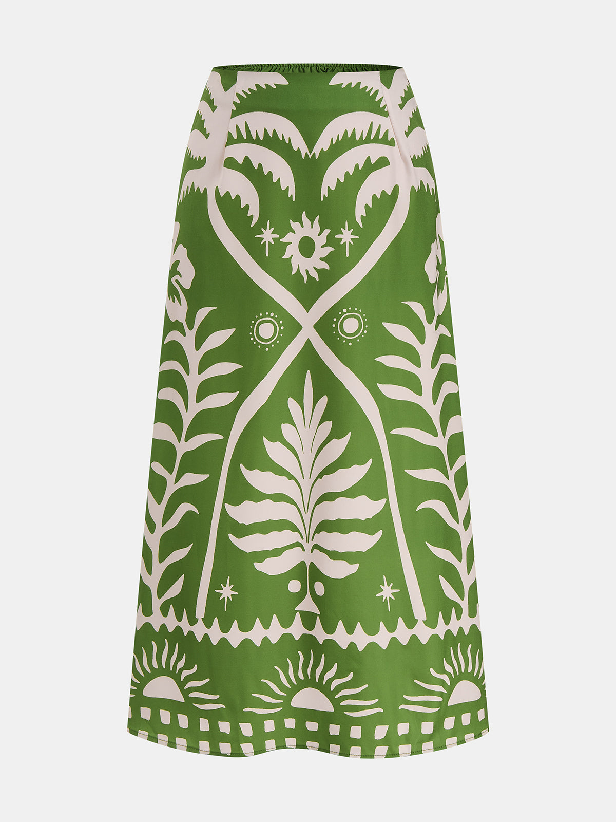 Tropical Print Tie-Back Cami Top & Flowy Midi Skirt Beach Set