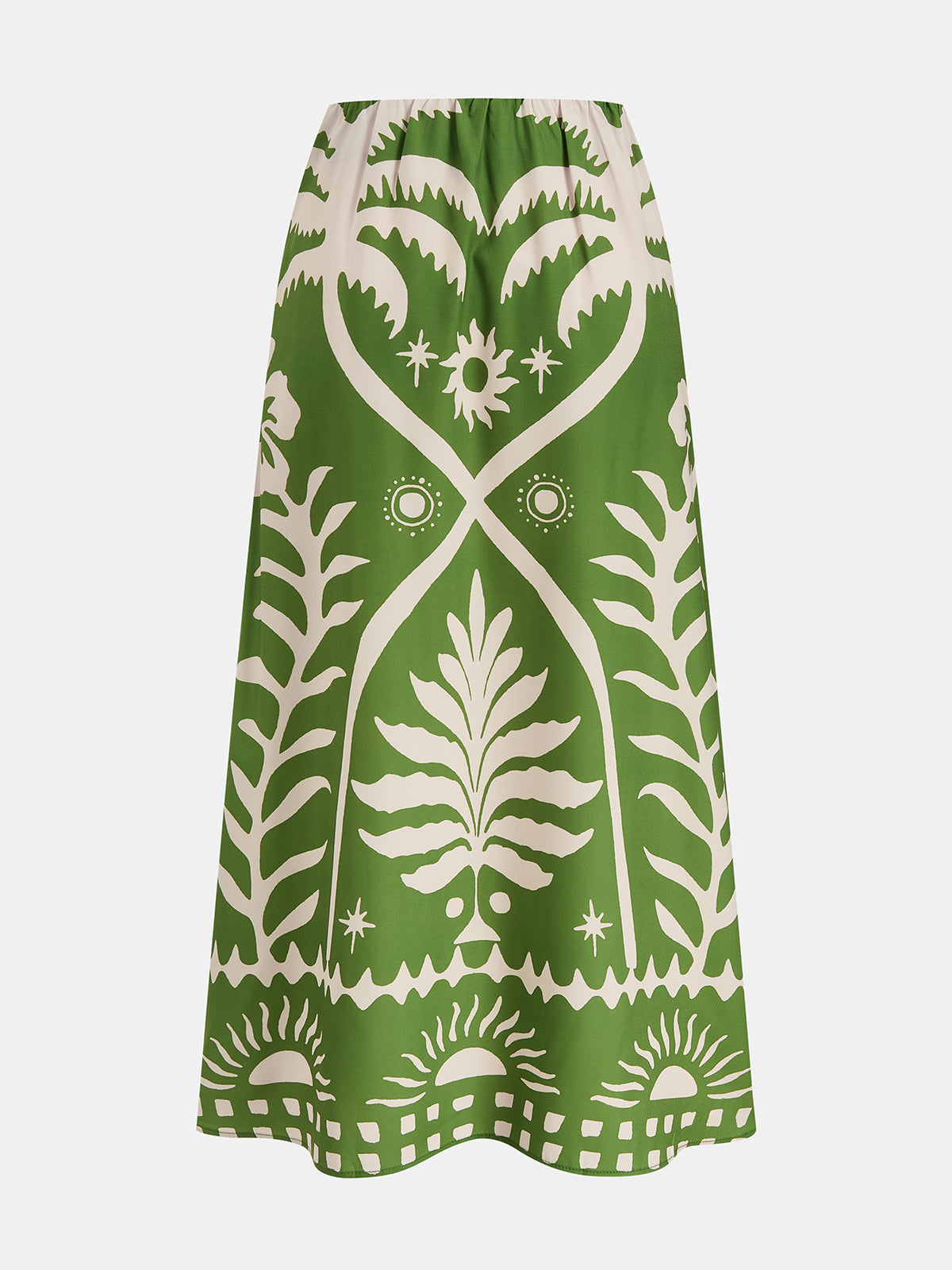 Tropical Print Tie-Back Cami Top & Flowy Midi Skirt Beach Set