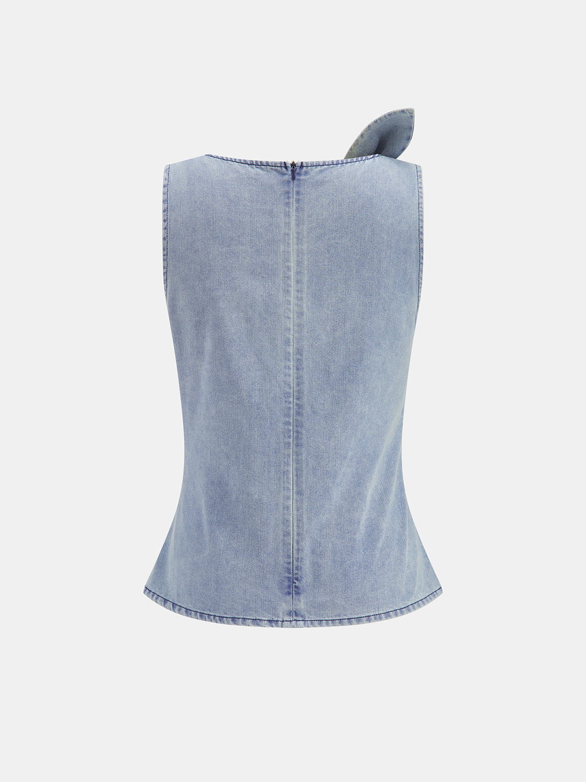 Bow Twist Sleeveless Denim Top for Casual Summer Wear