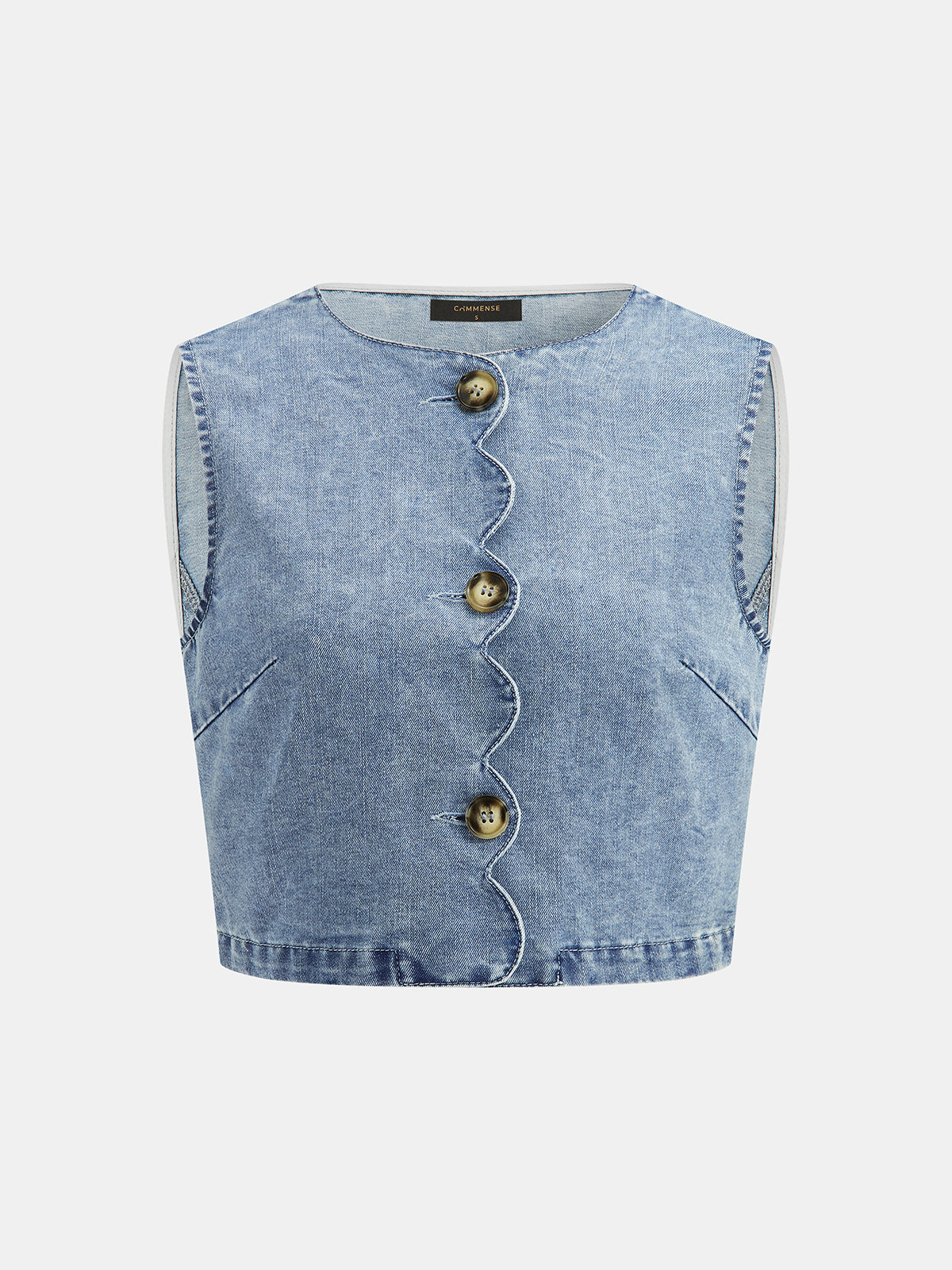 Scallop Edge Denim Two Piece Skirt Set Women's Fashion Outfit