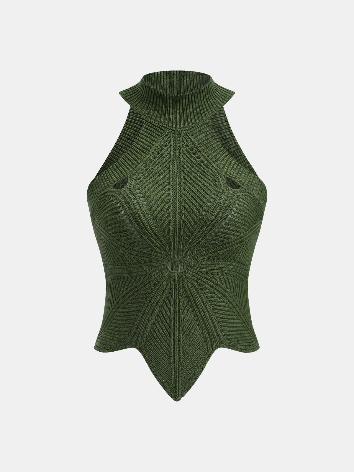 Sleeveless Hollow Out Knit Halter Top Summer Casual Fashion