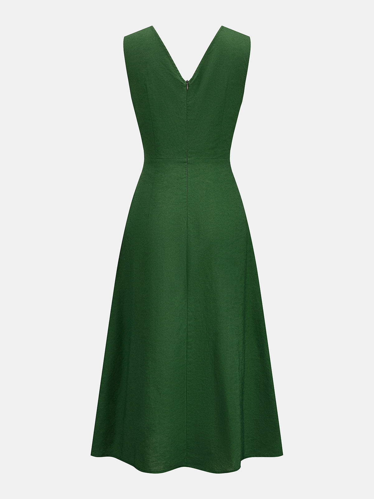 Wrap Tie Sleeveless Cotton Linen Midi Dress Casual Summer Style