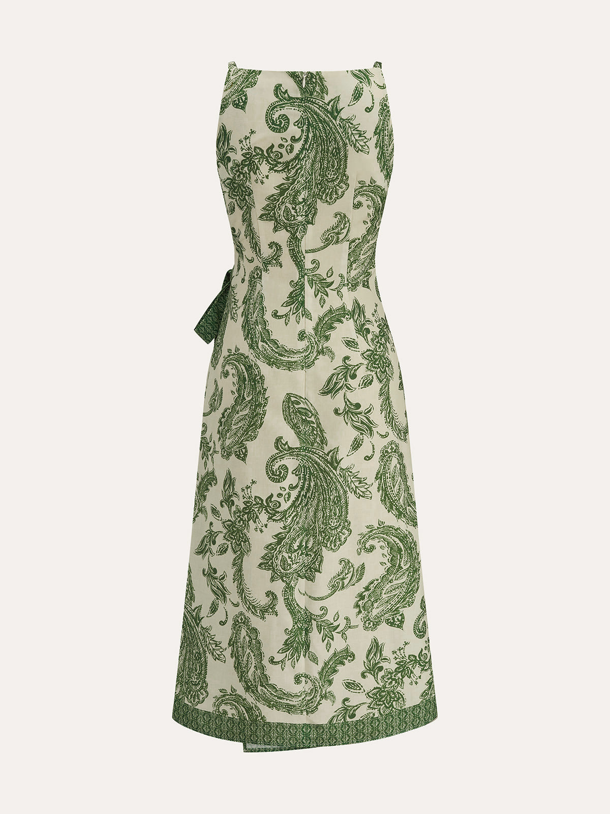 Paisley Wrap Tie Midi Slip Dress with Adjustable Straps