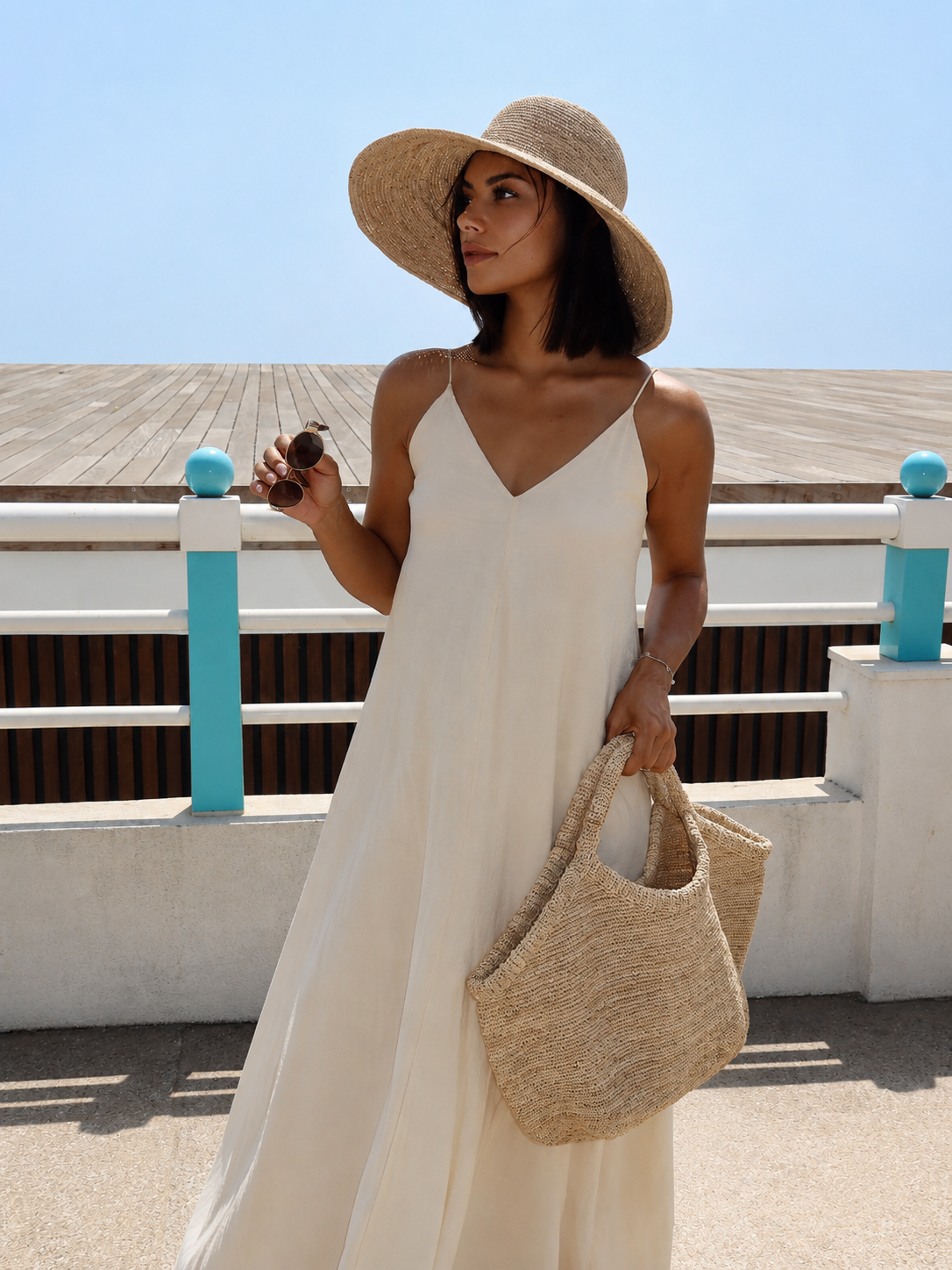 Double Layers V-neck Long Dress Elegant Flowing Evening Wear