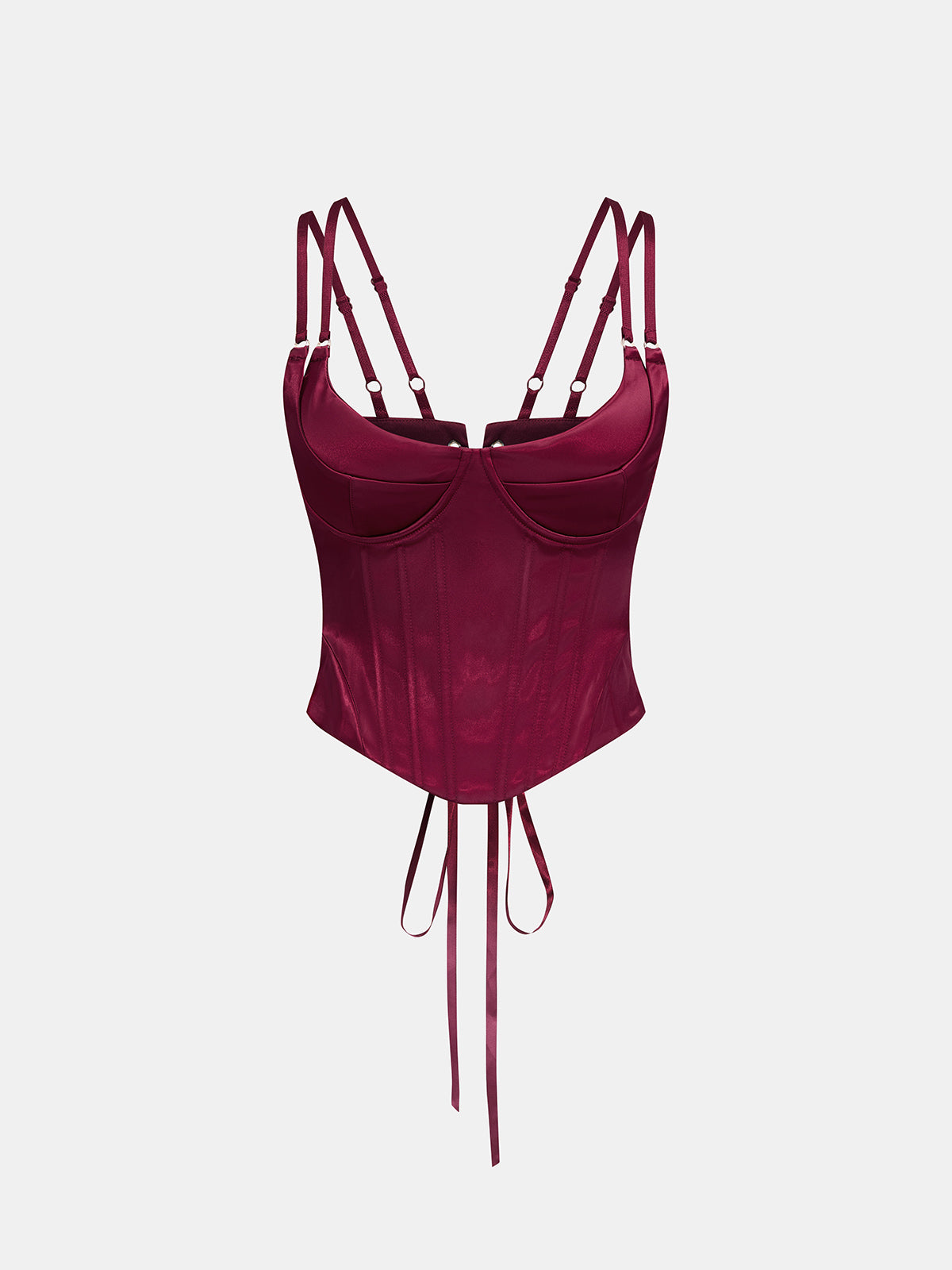 Double Strap Lace Up Satin Bustier with Adjustable Back Closure