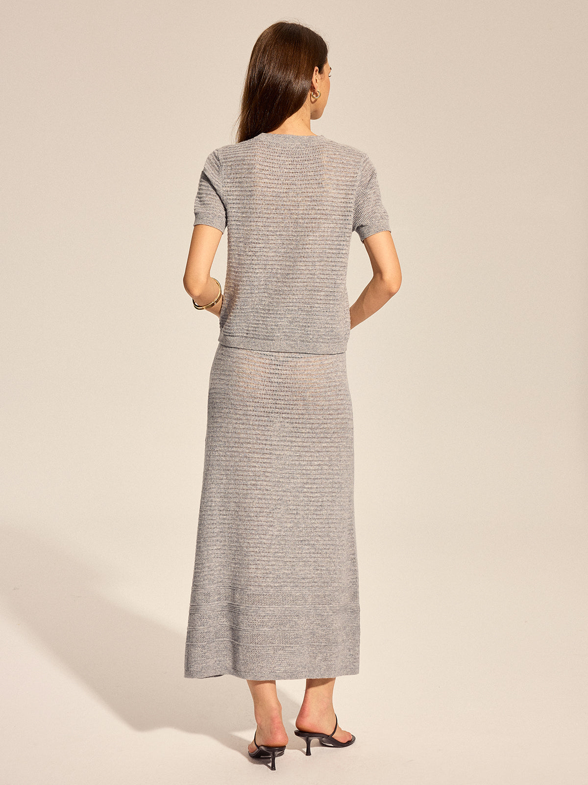Wool Blend Hollow Two Piece Skirt Set Casual Elegant Outfit