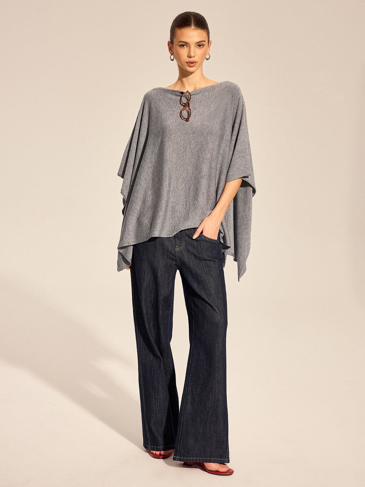 Irregular Cape Style Flowy Knit Top for Women Casual Wear