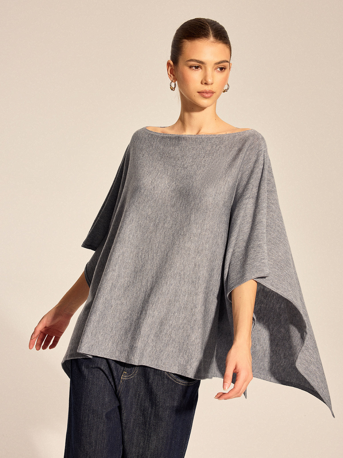 Irregular Cape Style Flowy Knit Top for Women Casual Wear
