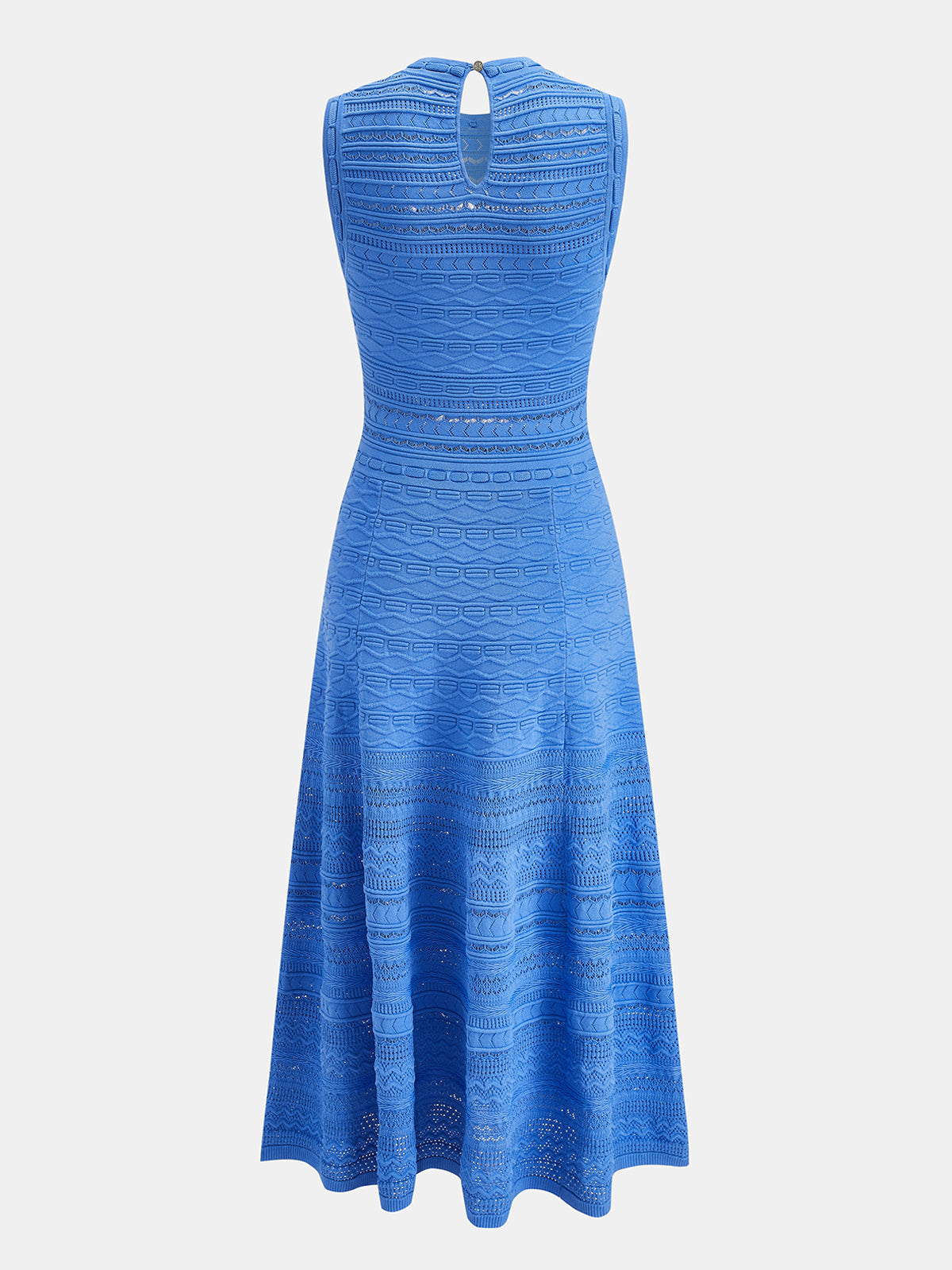Hollow Textured Knit Sleeveless Maxi Dress with Side Slits and Belt