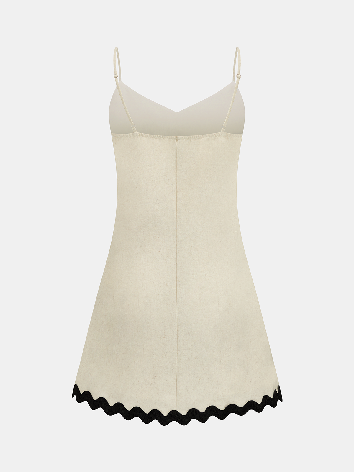 Scalloped Hem Cotton Linen Slip Mini Dress for Women Spring Summer