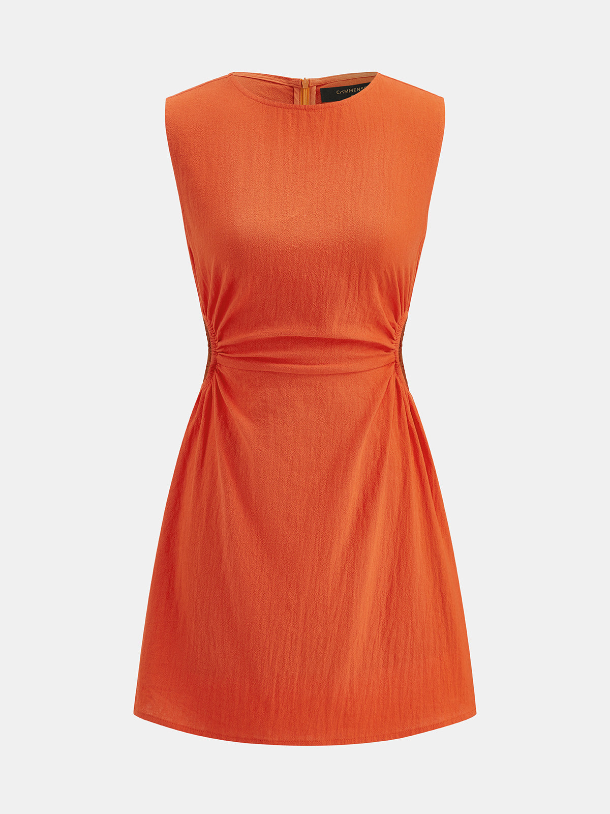 Side Cutout Ruched Sleeveless Cotton Mini Dress for Summer Casual Wear