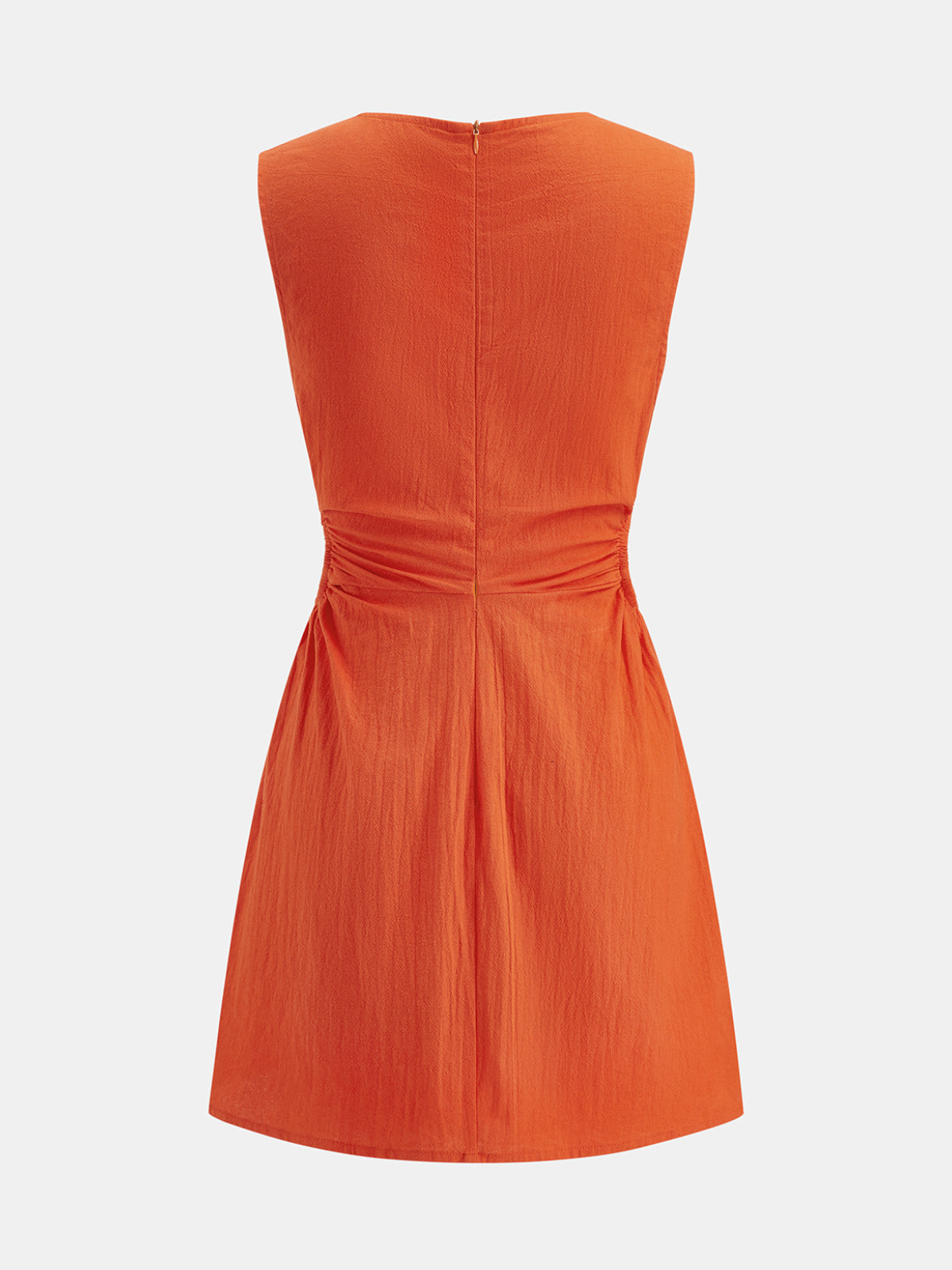 Side Cutout Ruched Sleeveless Cotton Mini Dress for Summer Casual Wear
