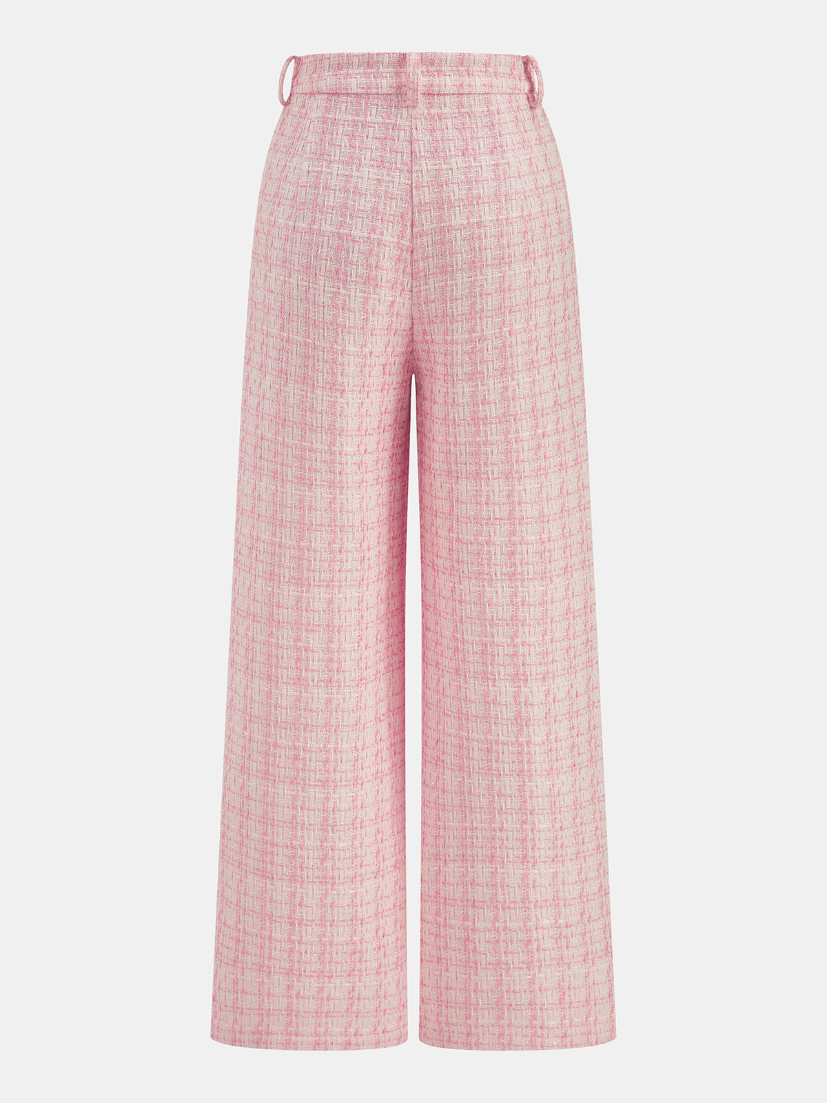 Textured Check Two Piece Pants Set with Belted Waist