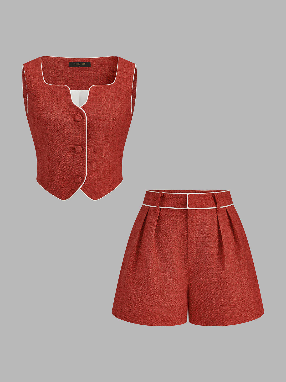 Contrast Piping Two Piece Athletic Leisure Shorts Set