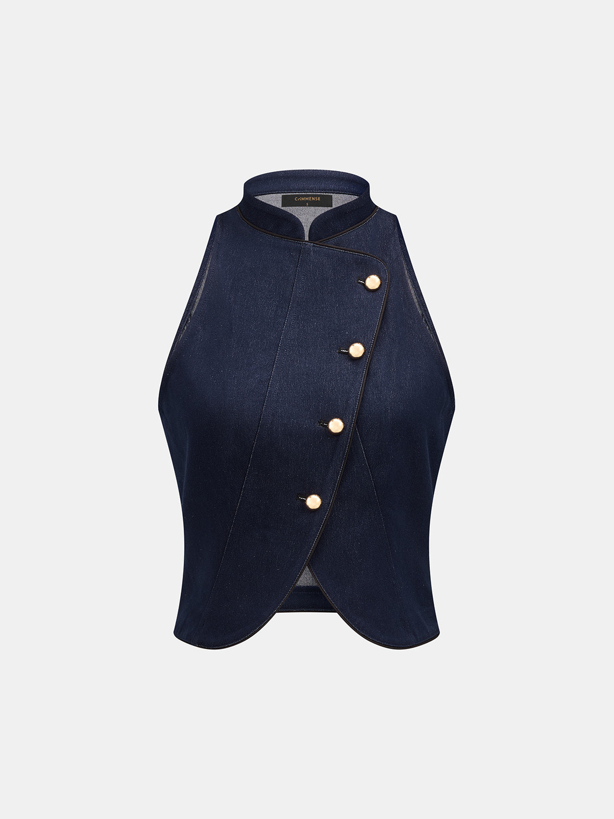 Asymmetrical Metal Button Two-Piece Fashion Outfit Set for Women
