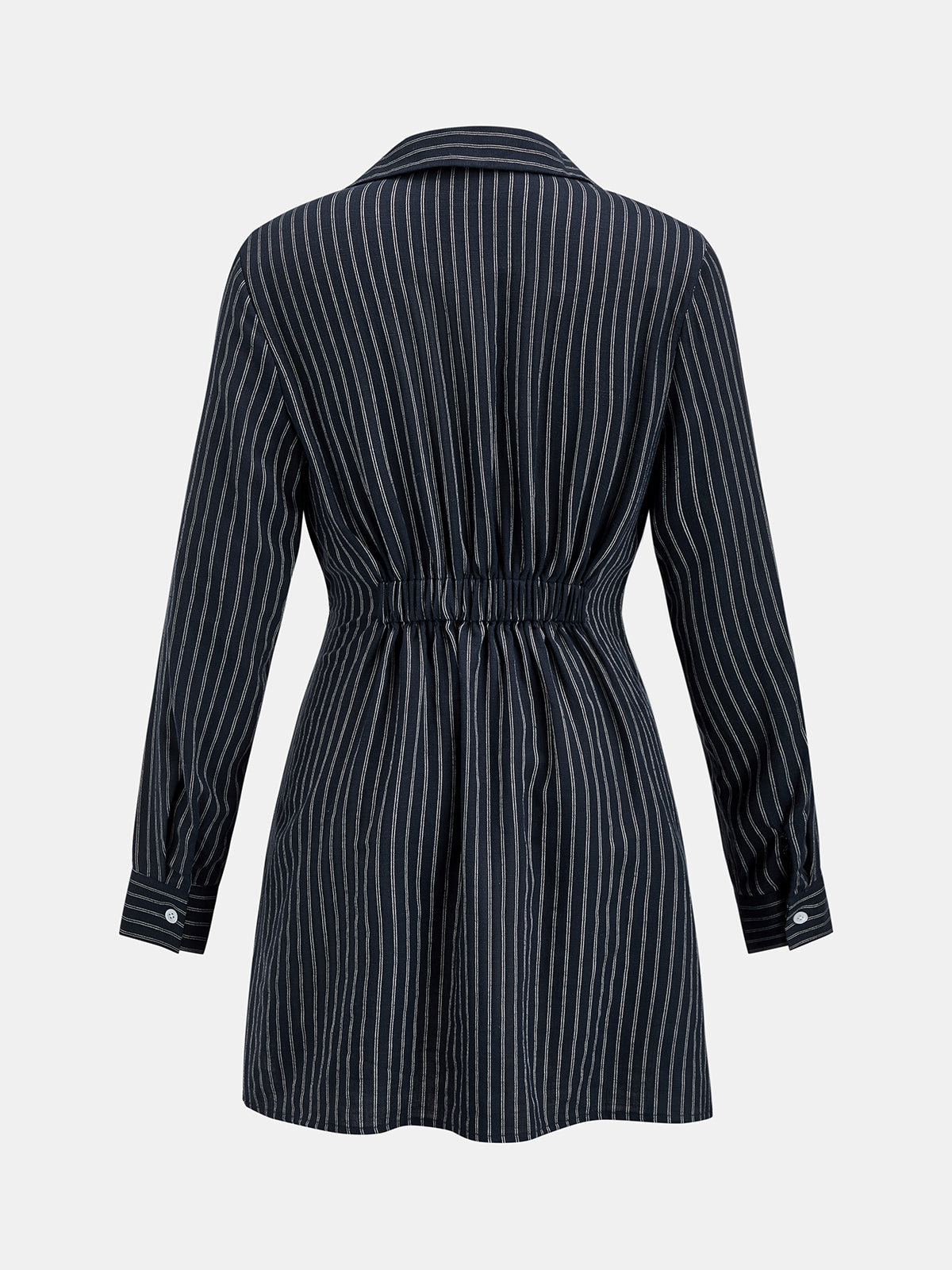 Twist Waist Striped Mini Shirt Dress with Belted Tie Closure
