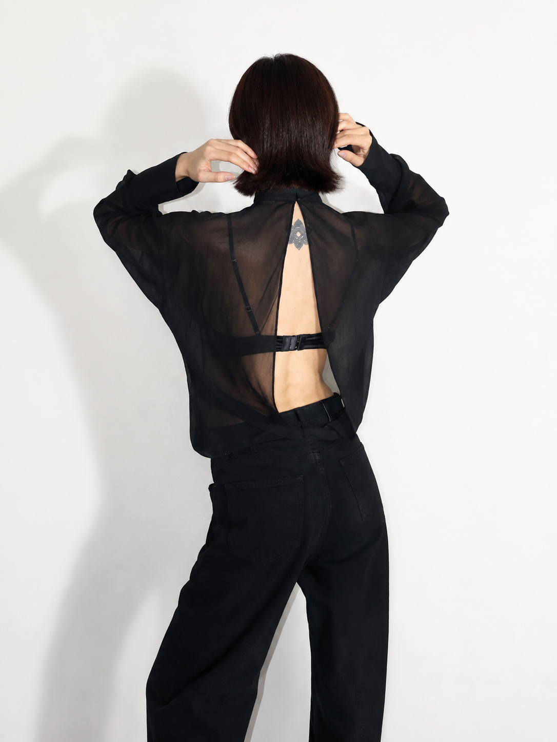 Sheer High Neck Mesh Top with Long Sleeves Fashion Style