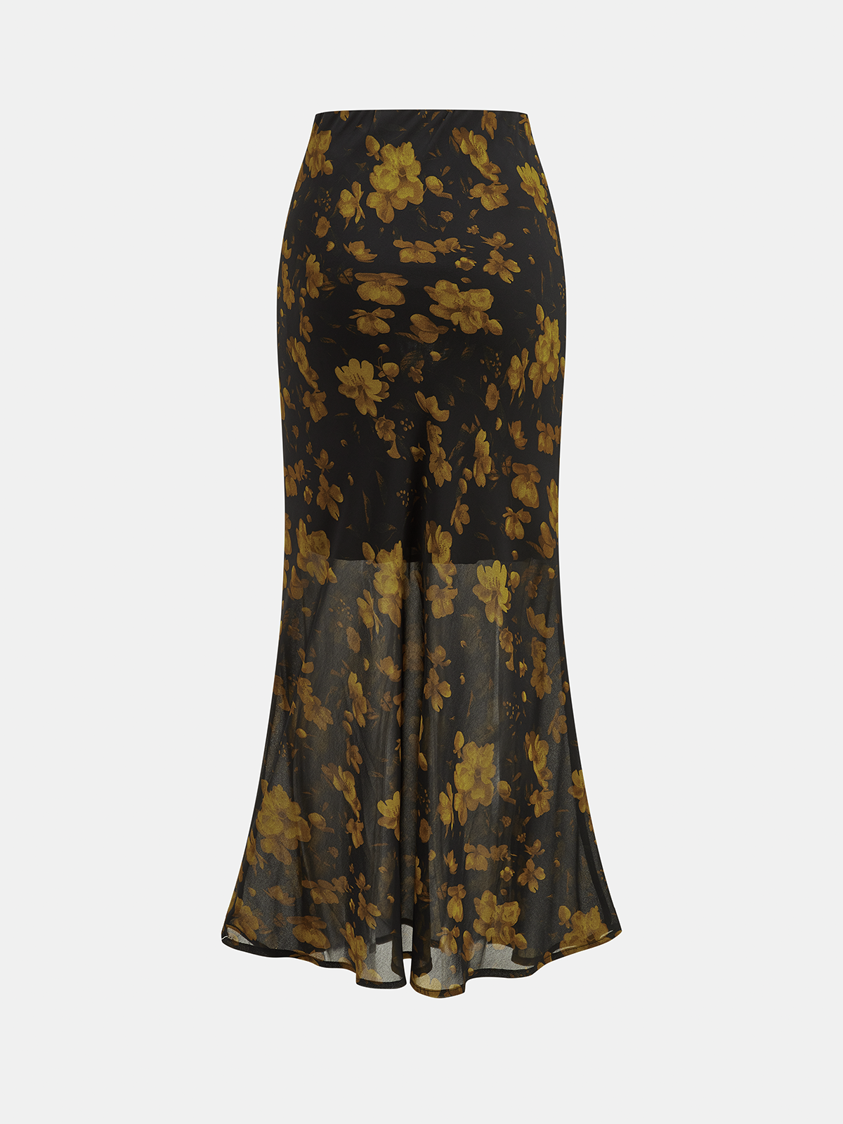 Semi Sheer Floral Lace Mermaid Maxi Skirt for Women