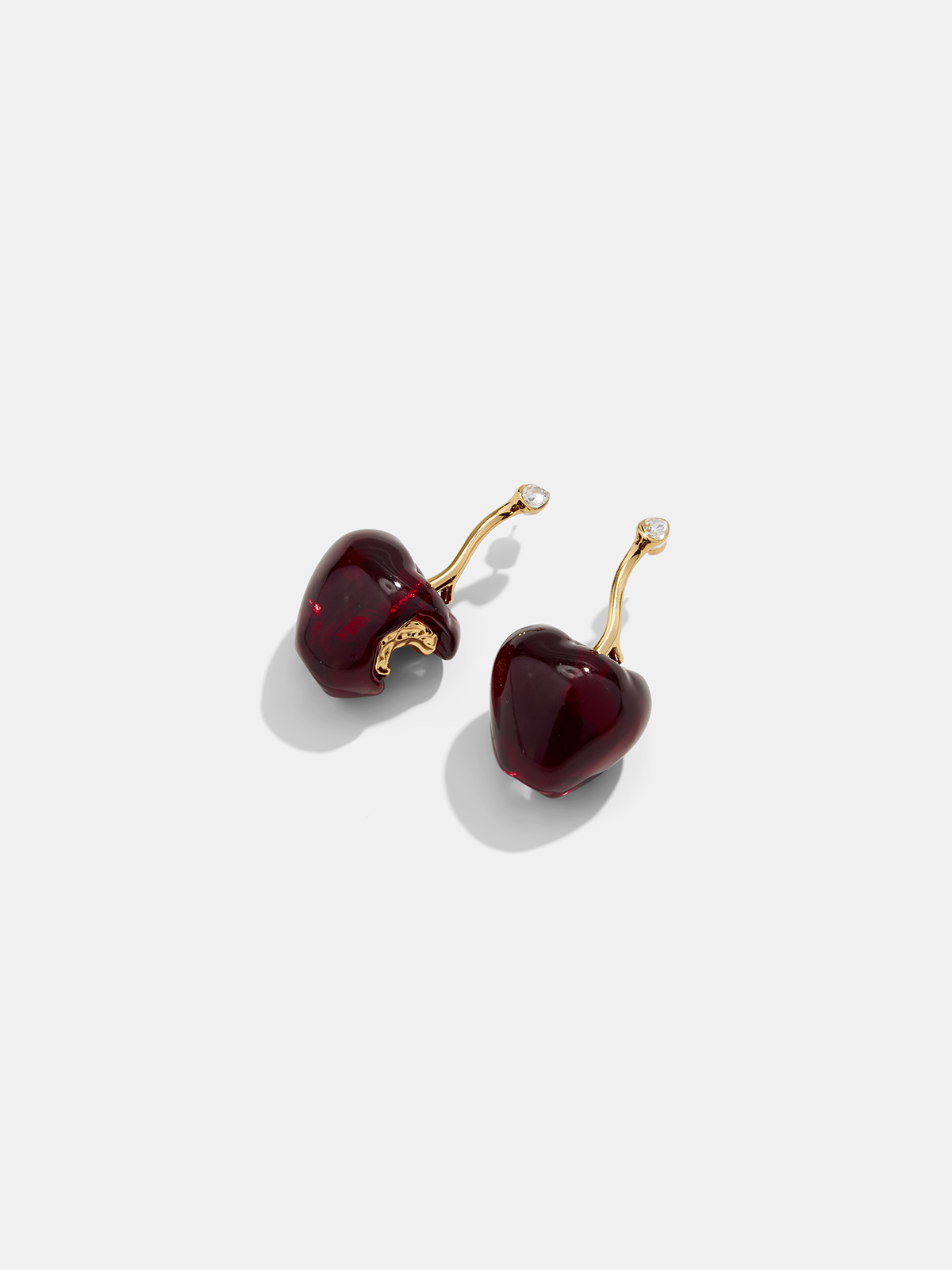 Bitten Cherry Gold Drop Earrings Elegant Handmade Jewelry Gift