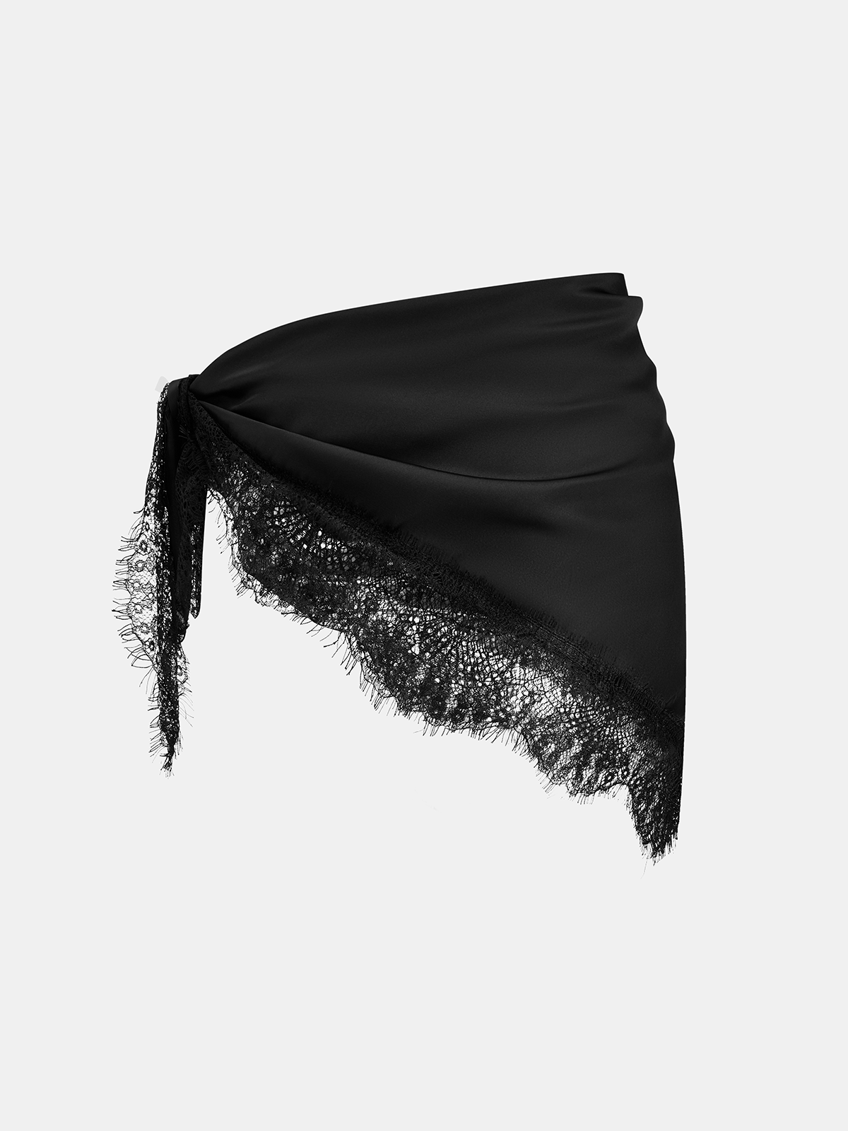 "Satin Lace Trim Bandana Scarf - Elegant Floral Accessory for Women"