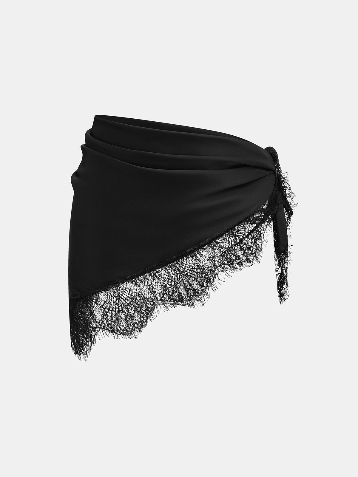 "Satin Lace Trim Bandana Scarf - Elegant Floral Accessory for Women"