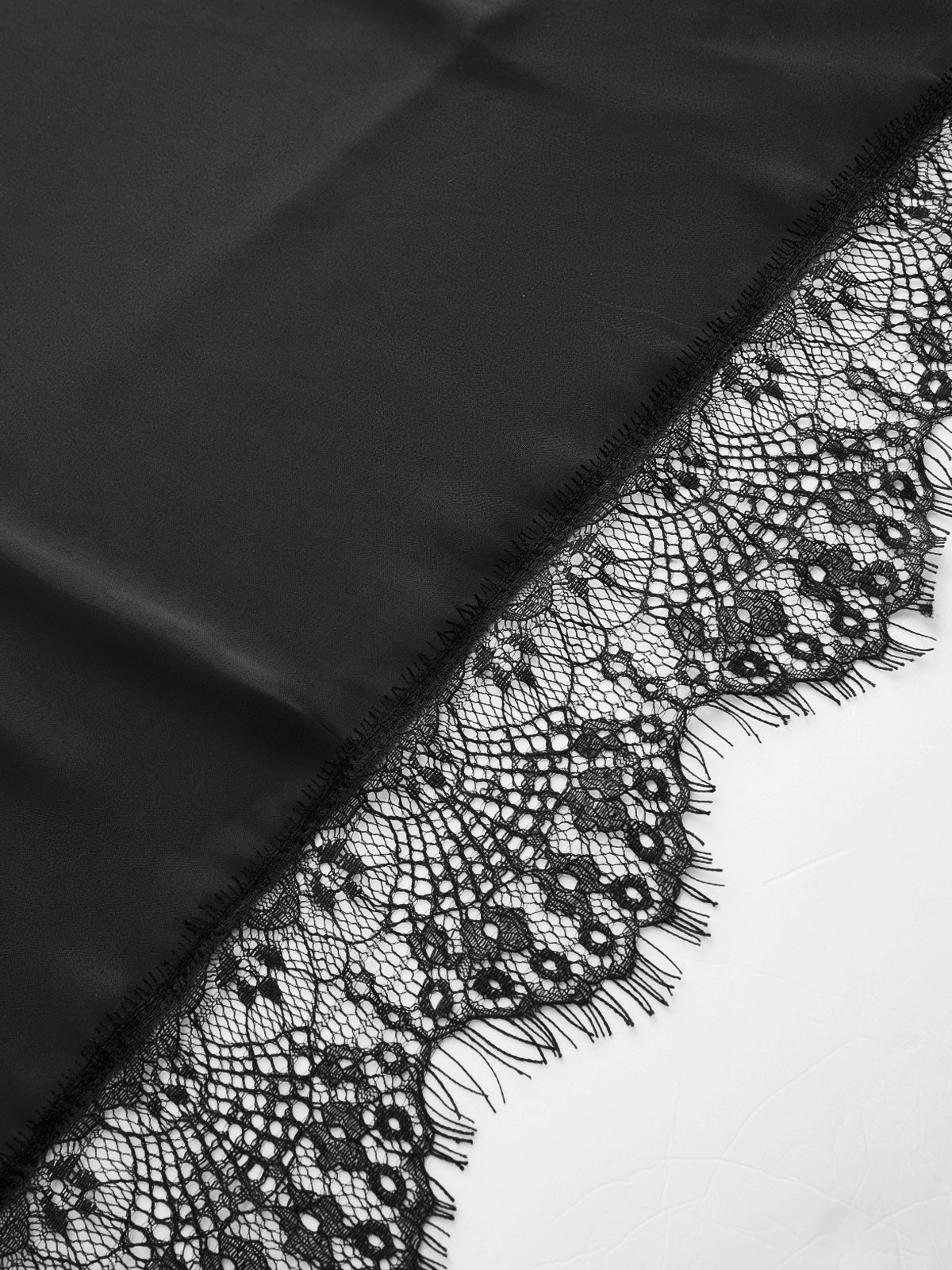 "Satin Lace Trim Bandana Scarf - Elegant Floral Accessory for Women"