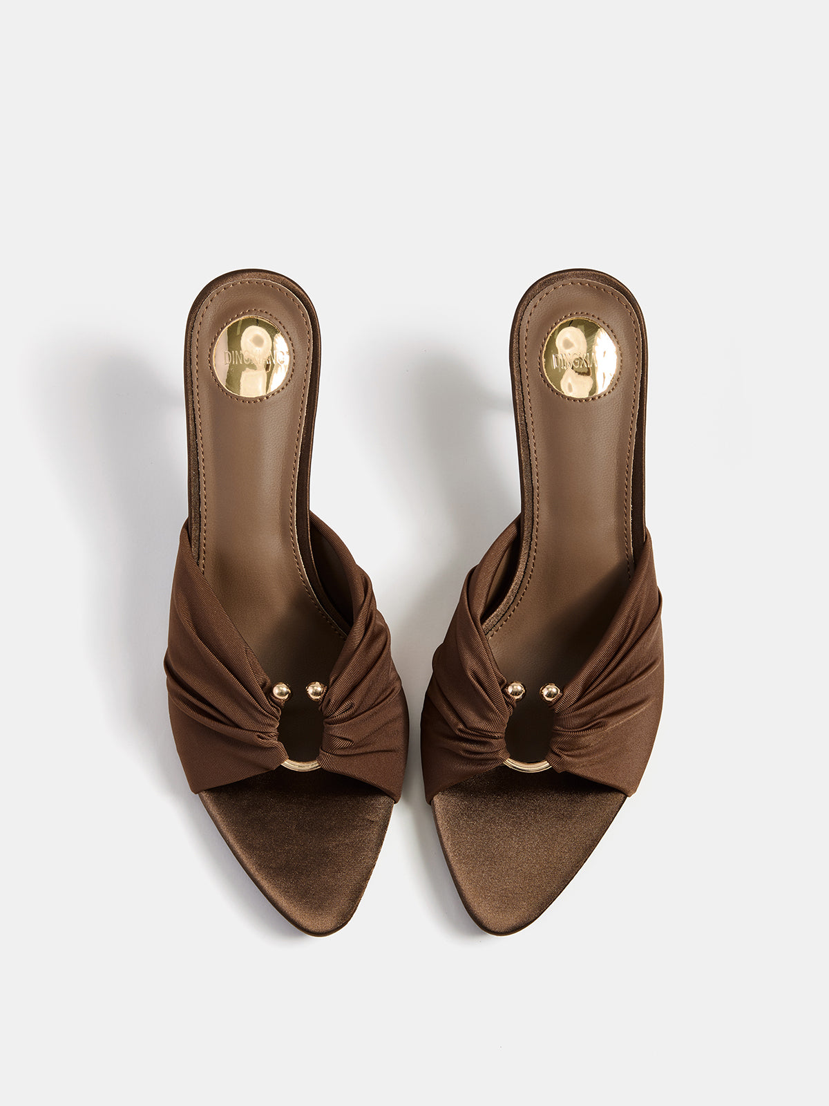 Metal Decor Pointed Toe Heeled Mules Elegant Stiletto Slip-On Footwear