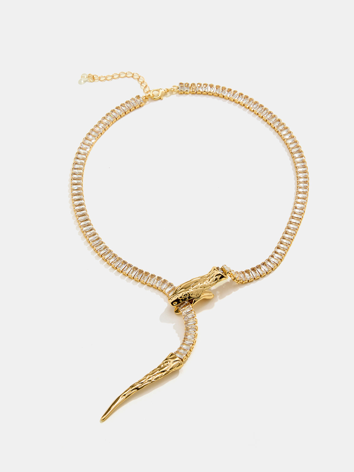 Snake Shaped Cubic Zirconia Lariat Necklace Elegant Adjustable Chain Jewelry