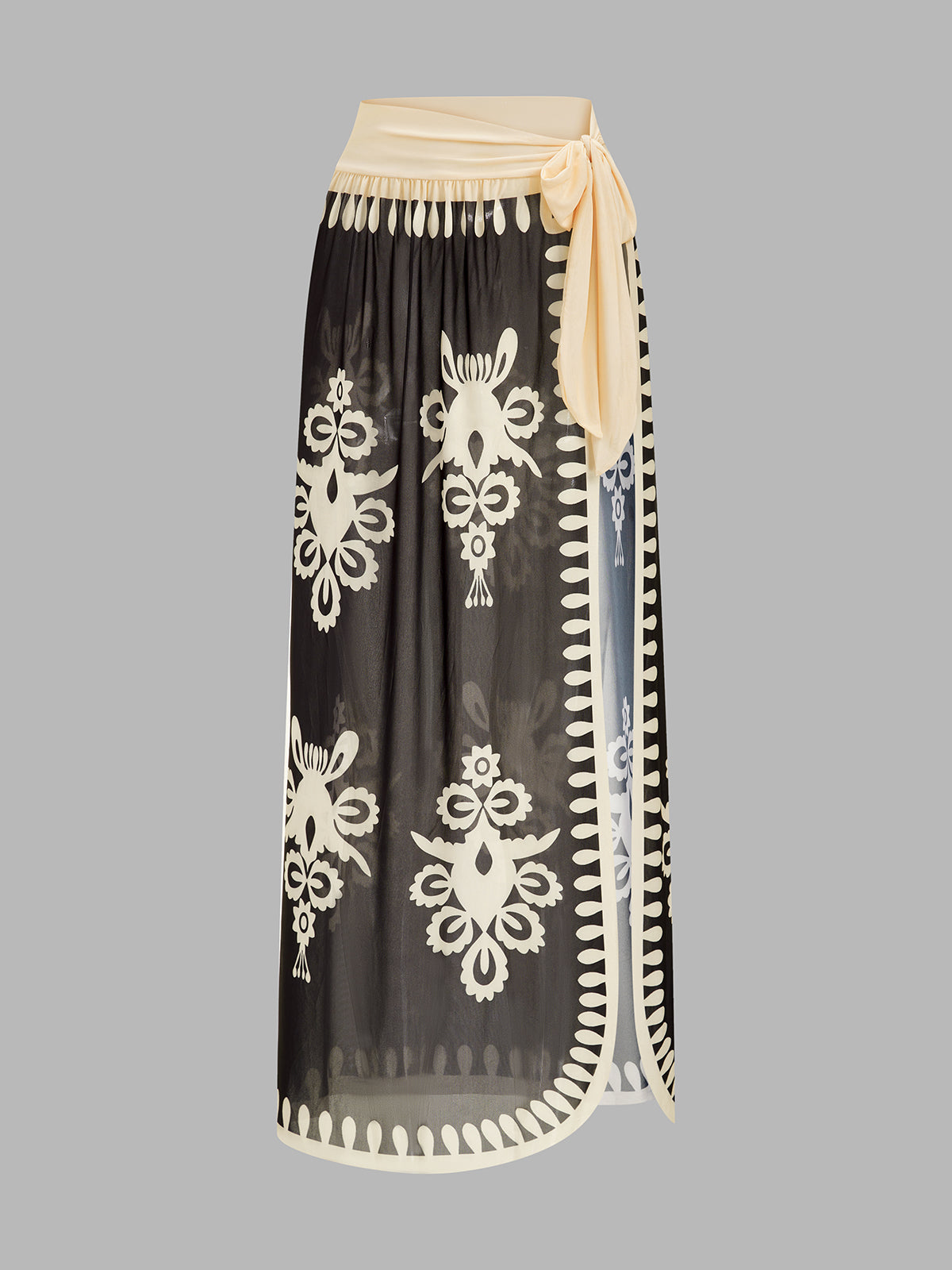 Ethnic Print One Piece Swimsuit & Sarong Set for Women Beachwear