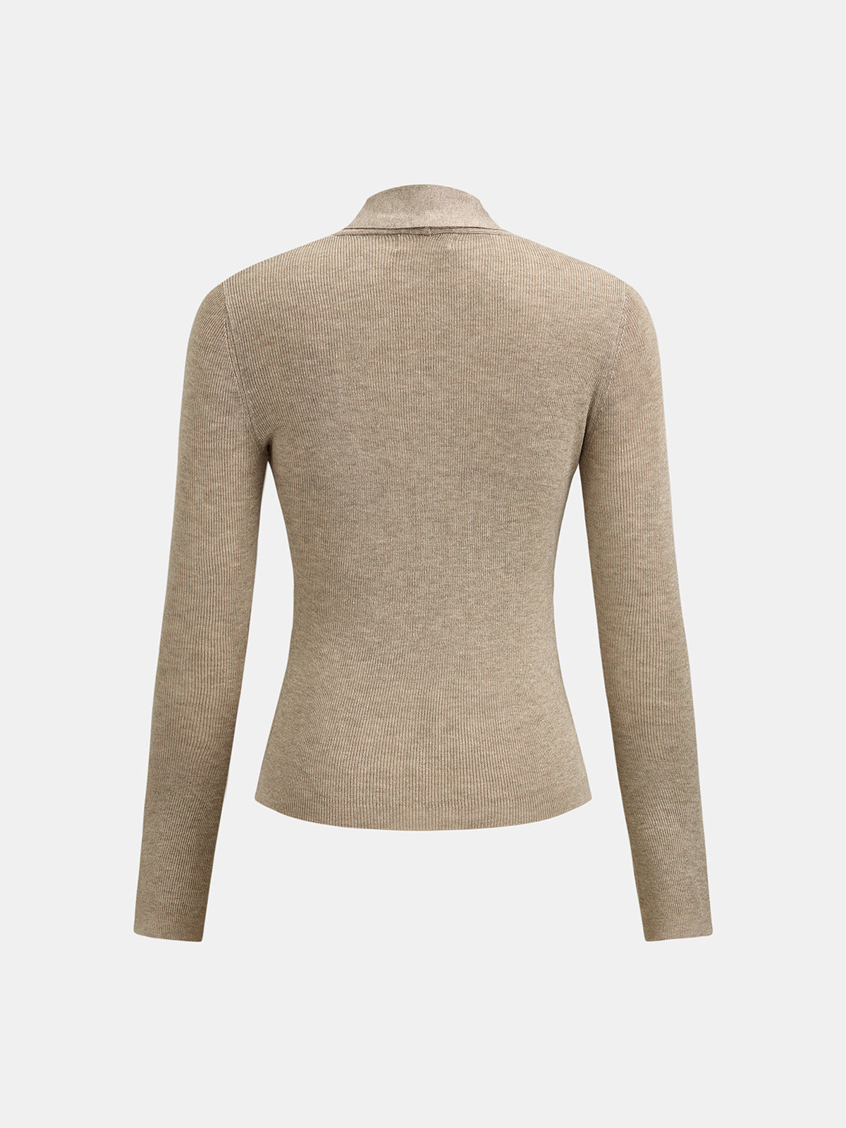 Tie Neck Ribbed Long Sleeve Knit Top - Women's Casual Fall Fashion