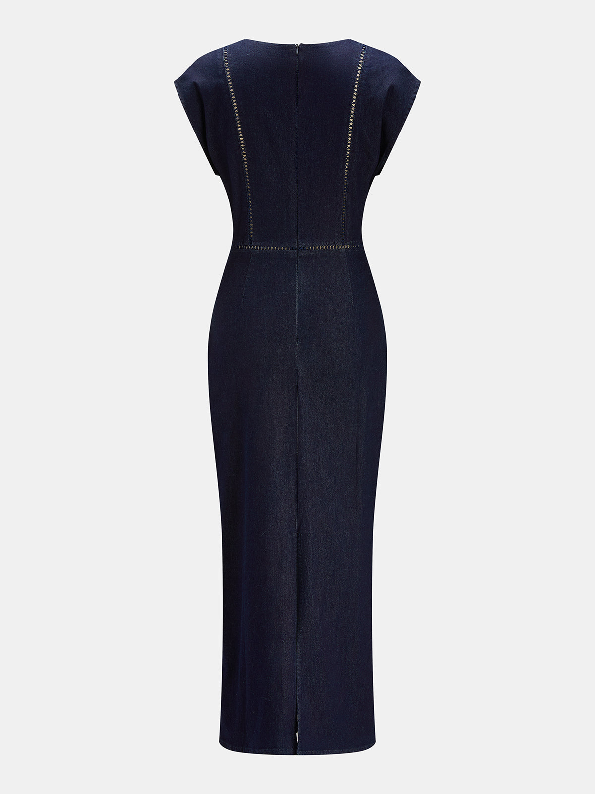 V Neck Bodycon Denim Midi Dress Casual Summer Fashion