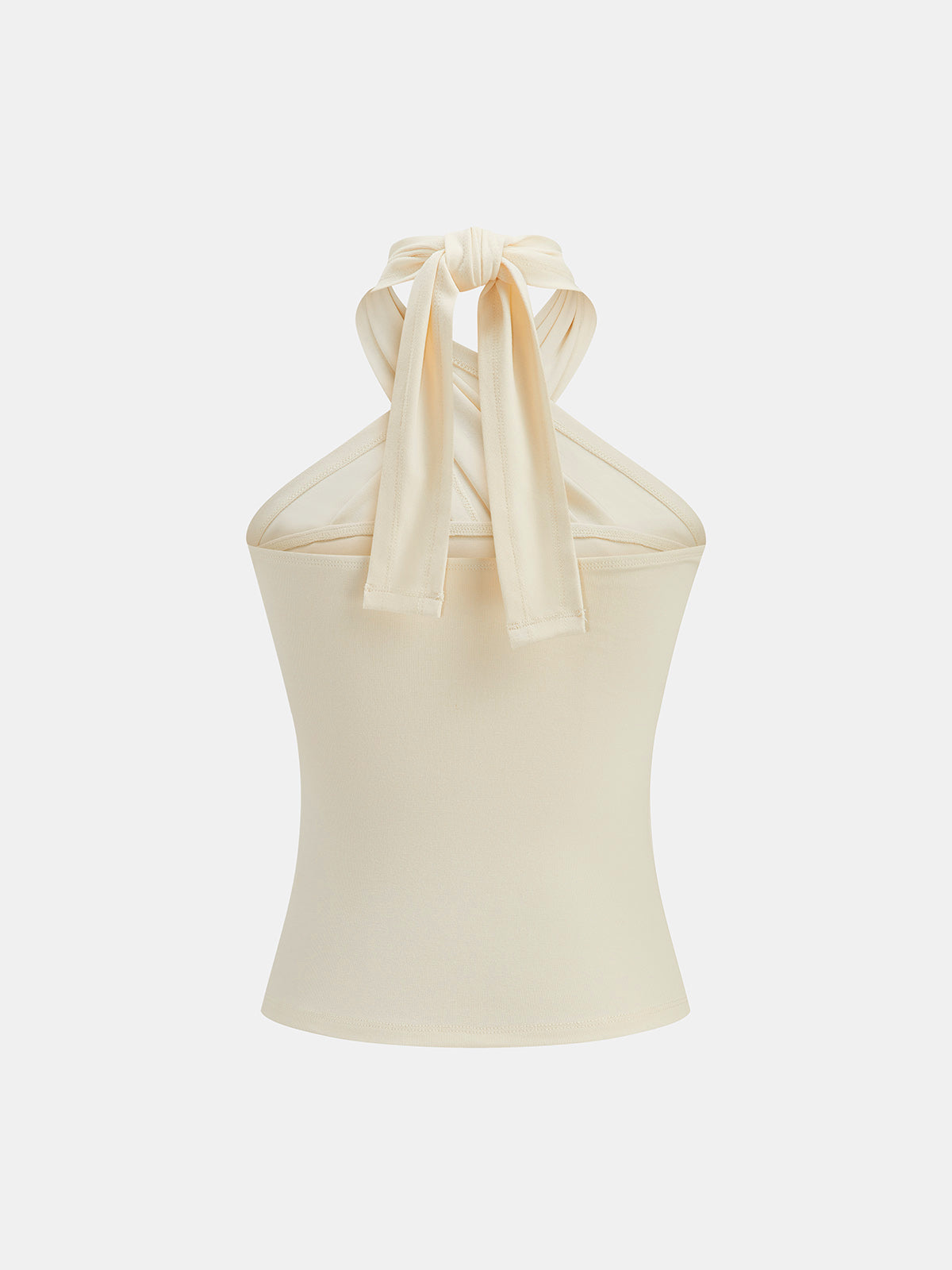 Cross Tie Halter Slim Top with Adjustable Neck Strap