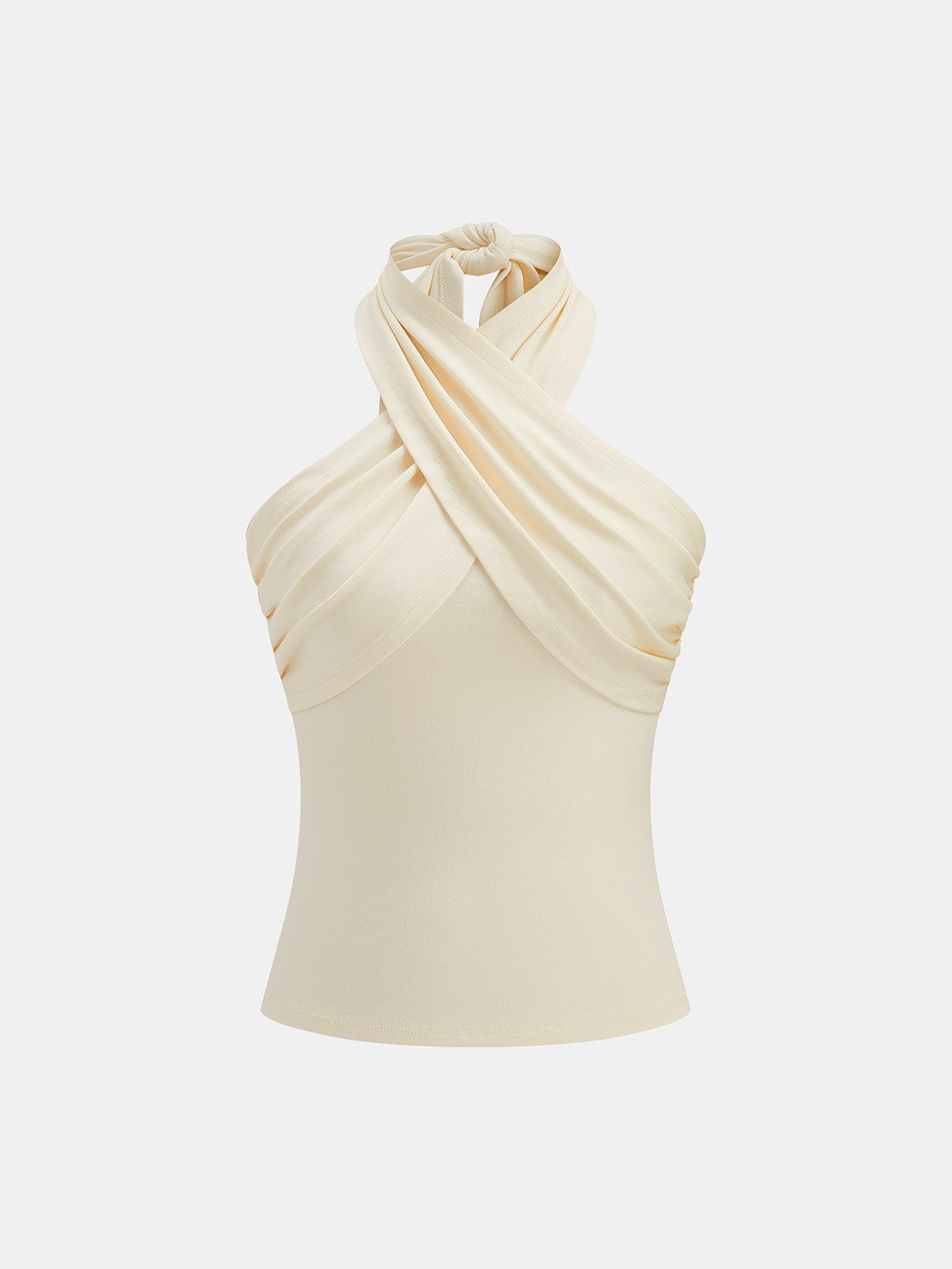 Cross Tie Halter Slim Top with Adjustable Neck Strap