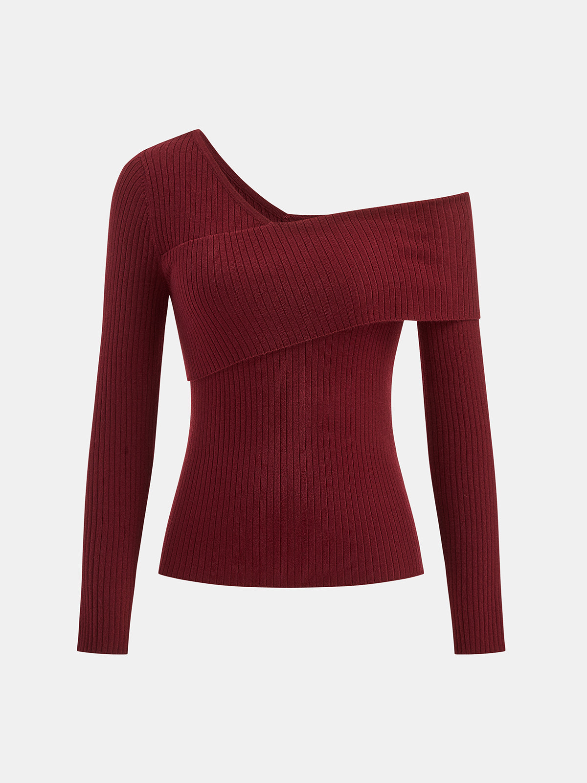 Off-Shoulder Ribbed Knit Long Sleeve Top for Women Casual Wear